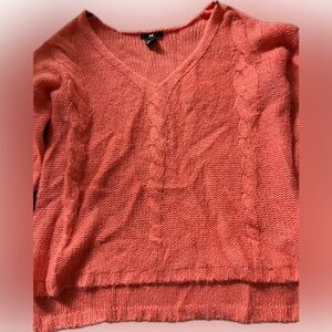 H&M V-Neck Sweater in Coral small